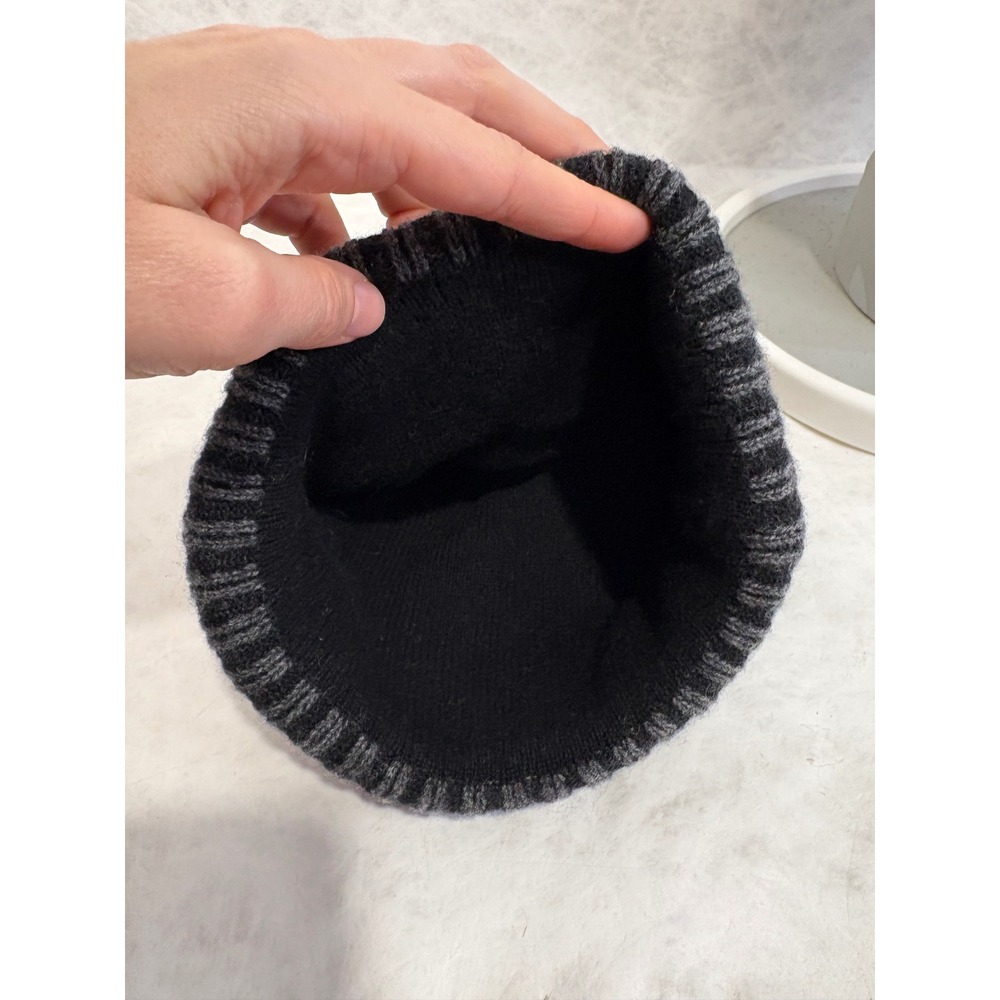 NFL Wool Cashmere Blend Ribbed Beanie Hat Charcoal Grey Black Cuffed One Size - Picture 6 of 9